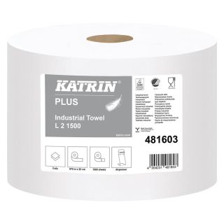 Rola servetele de hartie Plus XL 1500, 2 straturi, alb, 22 x 38 cm, 1500 foi, KATRIN
