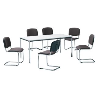 Set masa multifunctionala CG Swing cu 4 scaune cantilever cu tapiterie gri, 800 x 800 mm