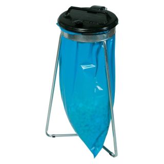 Suport stationar pentru saci de gunoi de 120 l, 500 x 500 x 900 mm, capac de plastic negru