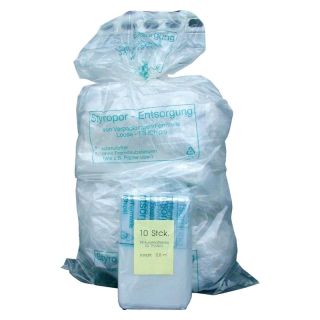 Saci de gunoi PE, transparent, 2500 l, 80 μm, 1250/850 x 2600 mm, 10 buc, imprimeu eliminare polistiren