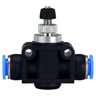 Supapa de reglare a debitului, dreapta, cu 2 dopuri de blocare, furtun Ø 6 mm, lungime 47.1 mm, RIEGLER