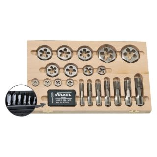 Set tarozi / filiere cu antrenare tip bit, HexTap DS, HSS-G, G 1/8" - 1", 12 buc, 48648, VOLKEL