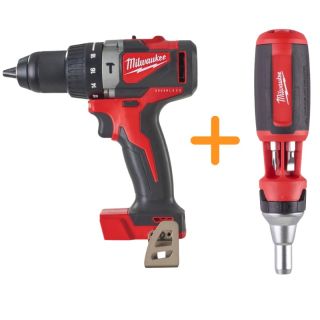 Masina de gaurit si insurubat cu percutie Milwaukee M18 BLPD2, fara acumulator + surubelnita cu clichet