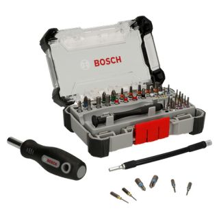 Set biti cu maner si adptor flexibil Bosch Precision, PH/PZ/SL/HEX/TX/Y, 40 biti