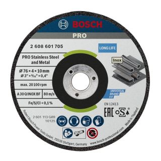 Disc polizare otel/inox Bosch PRO, 76x10x4mm, 2 bucati