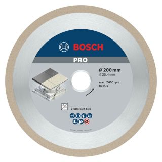 Disc diamantat ceramica Bosch PRO, 200x25.4x2.2mm