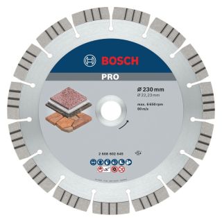 Disc diamantat piatra Bosch PRO, 230x22.23x2.4mm