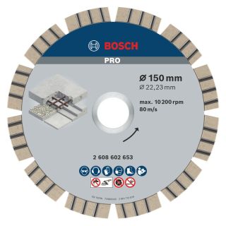 Disc diamantat beton/beton armat Bosch PRO, 150x22.23x2.4mm