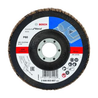 Disc lamelar slefuire otel Bosch PRO X431, inclinat, 125x22.23mm, G60