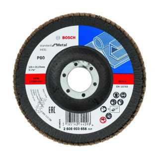 Disc lamelar slefuire otel Bosch PRO X431, inclinat, 125x22.23mm, G80