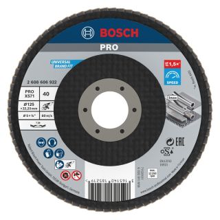 Disc lamelar slefuire otel/inox Bosch PRO X517, inclinat, 125x22.23mm, G40