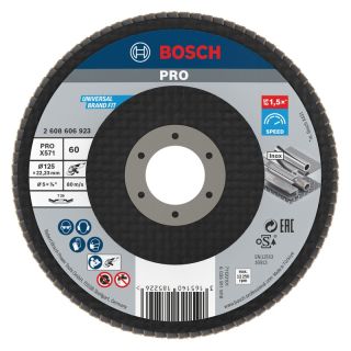 Disc lamelar slefuire otel/inox Bosch PRO X517, inclinat, 125x22.23mm, G60