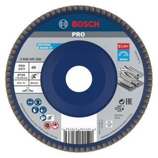 Disc lamelar slefuire otel/inox Bosch PRO X571, 125x22.23mm, G40