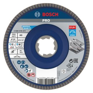 Disc lamelar slefuire otel/inox Bosch PRO X571, X-Lock, 125x22.23mm, G80