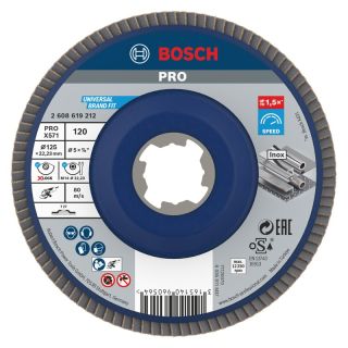 Disc lamelar slefuire otel/inox Bosch PRO X571, X-Lock, 125x22.23mm, G120