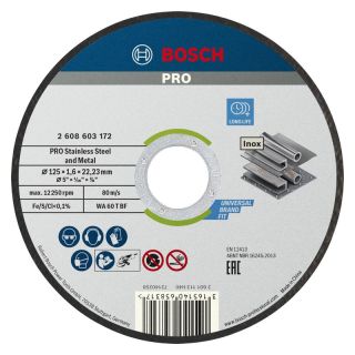 Disc taiere metal/inox Bosch PRO, 125x22.23x1.6mm, 10 bucati