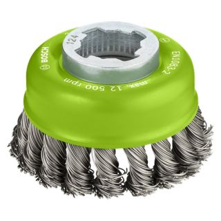 Perie oala Bosch PRO Metal, fir rasucit inox 0.5mm, X-Lock, 75x22.23mm