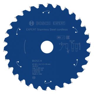 Panza fierastrau circular Bosch EXPERT Stainless Steel cordless, 140x20x1.5/1.2mm, 30 dinti