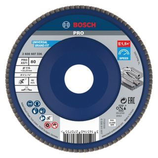 Disc lamelar slefuire otel/inox Bosch PRO X571, plastic, 115x22.23mm, G80