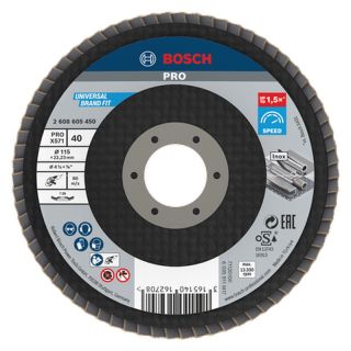 Disc lamelar slefuire otel/inox Bosch PRO X571, inclinat, 115x22.23mm, G40