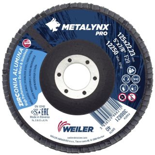 Disc lamelar slefuire metal/inox Weiler METALYNX PRO, inclinat, 125x22.23mm, G40