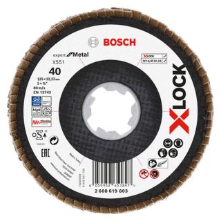 Disc lamelar slefuire otel Bosch X551 Expert for Metal, inclinat, X-Lock, 125x22.23mm, G40