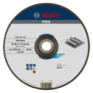 Disc polizare otel Bosch PRO Metal oSa, cu degajare, 180x22.23x8mm