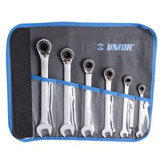 Set de chei combinate cu clichet Unior 160/2CT, otel forjat, 8 - 19, 6 piese