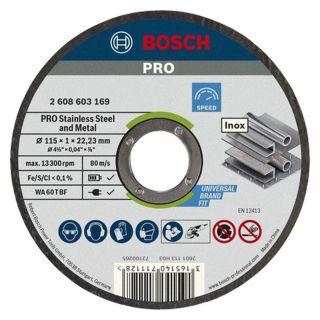 Disc taiere otel/inox Bosch PRO Stainless Steel and Metal, 115x22.23x1mm, 10 bucati