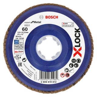 Disc lamelar slefuire otel Bosch X551 Expert for Metal, plastic, X-Lock, 115x22.23mm, G60