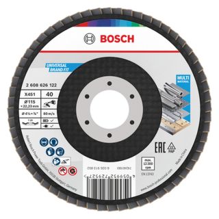 Disc lamelar slefuire multi-material Bosch X451, inclinat, 115x22.23mm, G40, 15 bucati