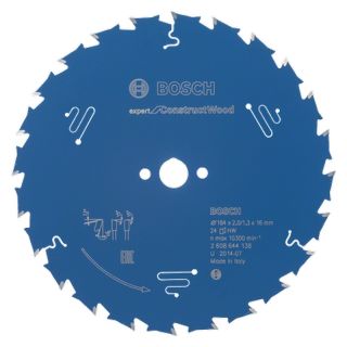 Panza fierastrau circular Bosch EXPERT for Construct Wood, 184x16x2/1.3mm, 24 dinti
