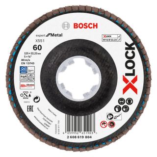 Disc lamelar slefuire otel Bosch X551 Expert for Metal, inclinat, X-Lock, 125x22.23mm, G60