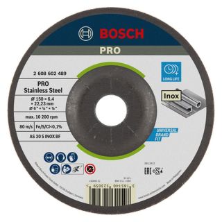 Disc polizare inox Bosch PRO Stainless Steel oSa, cu degajare, 150x22.23x6.4mm