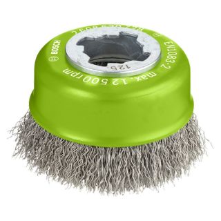 Perie oala Bosch PRO Metal, fir ondulat inox 0.3mm, X-Lock, 75x22.23mm