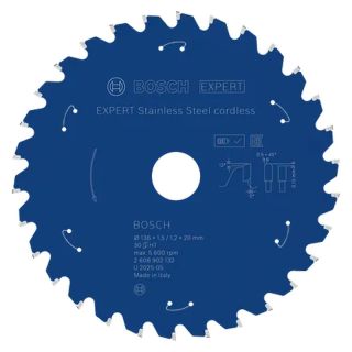 Panza fierastrau circular Bosch EXPERT Stainless Steel cordless, 136x20x1.5/1.2mm, 30 dinti