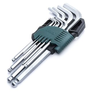 Set chei hexagonale in L cu cap sferic Sata, lungi, 1.5-10mm, 9 piese