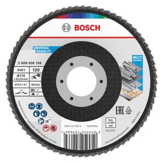 Disc lamelar slefuire multi-material Bosch X451, 115x22.23mm, G120, 15 bucati