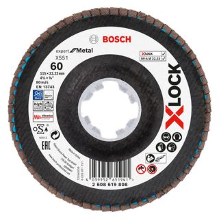 Disc lamelar slefuire otel Bosch X551 Expert for Metal, inclinat, X-Lock, 115x22.23mm, G60