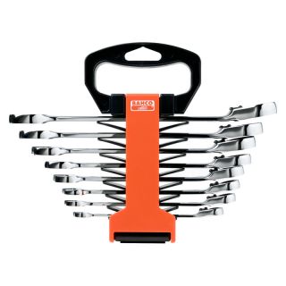 Set chei combinate cu clichet Bahco, suport cu maner, 8 bucati