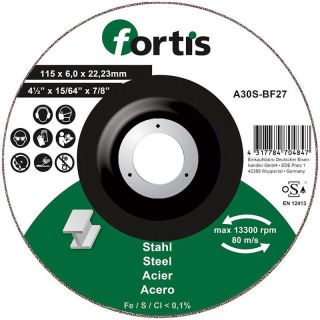 Disc polizare otel Fortis A30S-BF27, 115x22.23x6mm