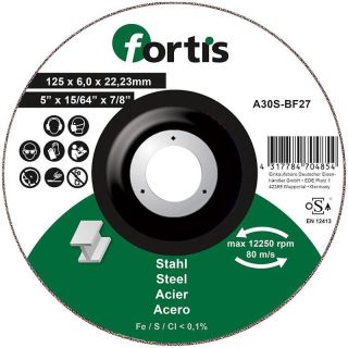 Disc polizare otel Fortis A30S-BF27, 125x22.23x6mm
