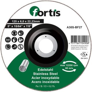 Disc polizare inox Fortis A30S-BF27, 125x22.23x6mm