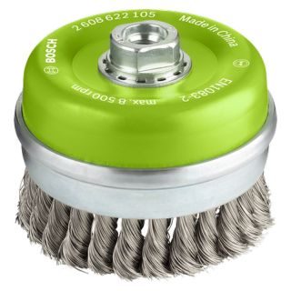 Perie oala Bosch PRO Metal, fir rasucit inox 0.35mm, M14, 100mm