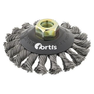 Perie conica Fortis, fir rasucit otel 0.5mm, M14, 115mm