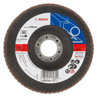 Disc lamelar slefuire otel Bosch X551 Expert for Metal, inclinat, 125x22.23mm, G60