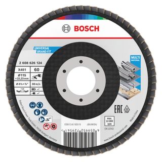 Disc lamelar slefuire multi-material Bosch X451, inclinat, 115x22.23mm, G60, 15 bucati