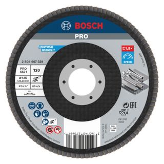 Disc lamelar slefuire otel/inox Bosch PRO X571, 125x22.23mm, G120