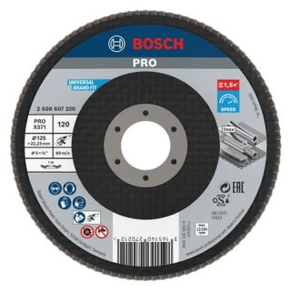 Disc lamelar slefuire otel/inox Bosch PRO X571, inclinat, 125x22.23mm, G120