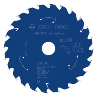 Panza fierastrau circular Bosch EXPERT Wood cordless, 136x20x1.5/1mm, 24 dinti